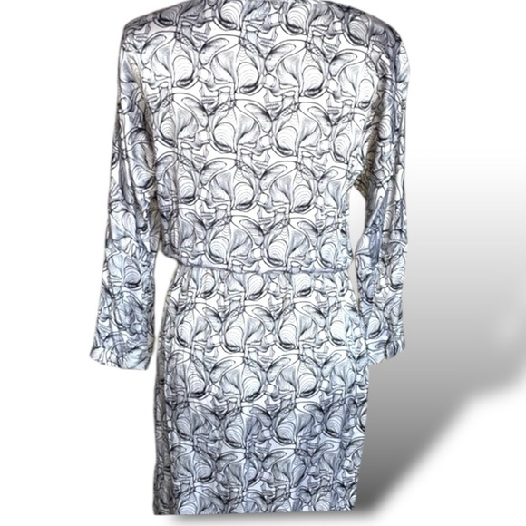 Thomas Wylde Black White Silk Skull Dress Cinched Waist Unfinished Hem Sz Medium - Picture 3 of 14
